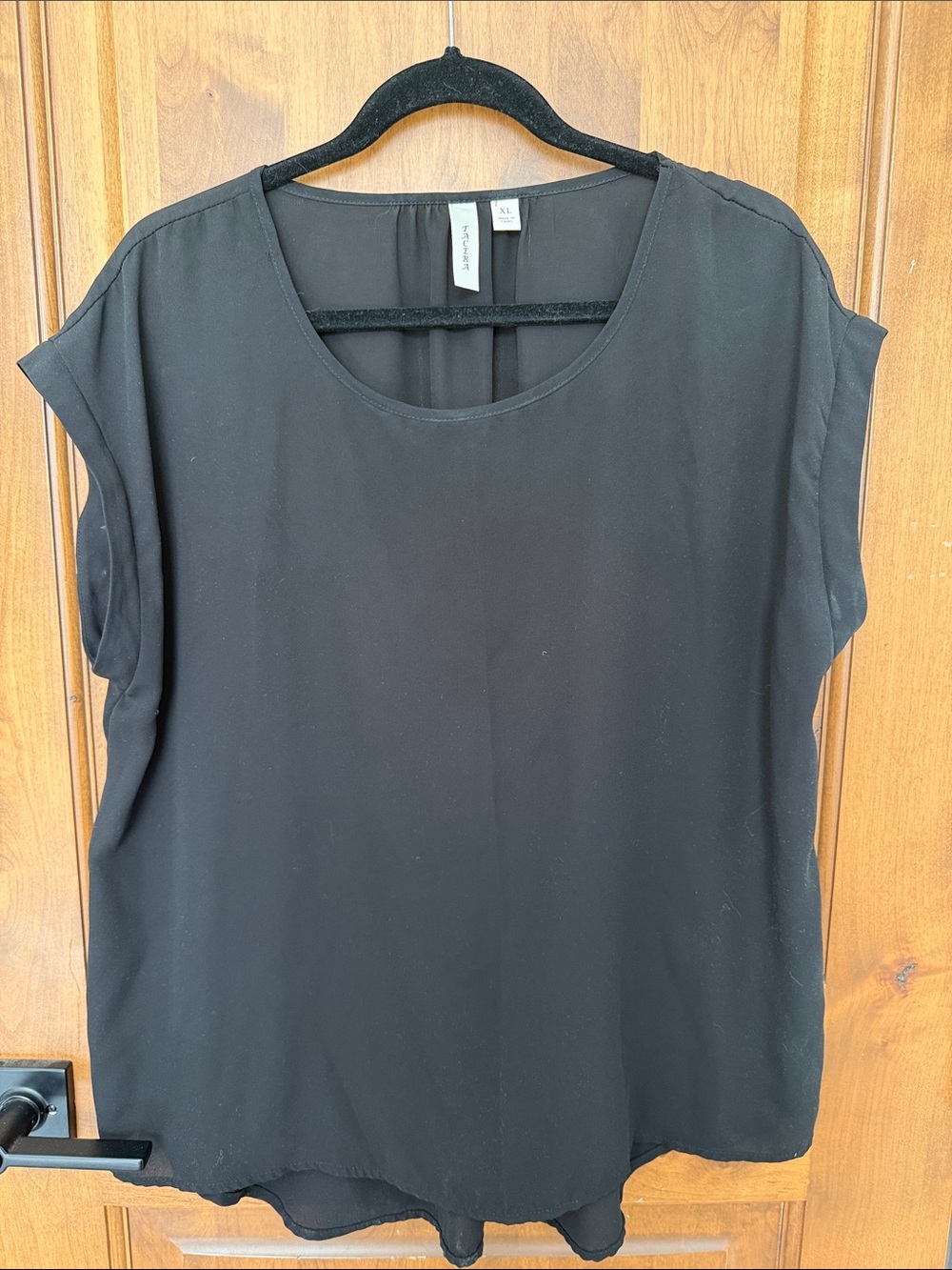 Tacera Black Cap Sleeve Blouse
